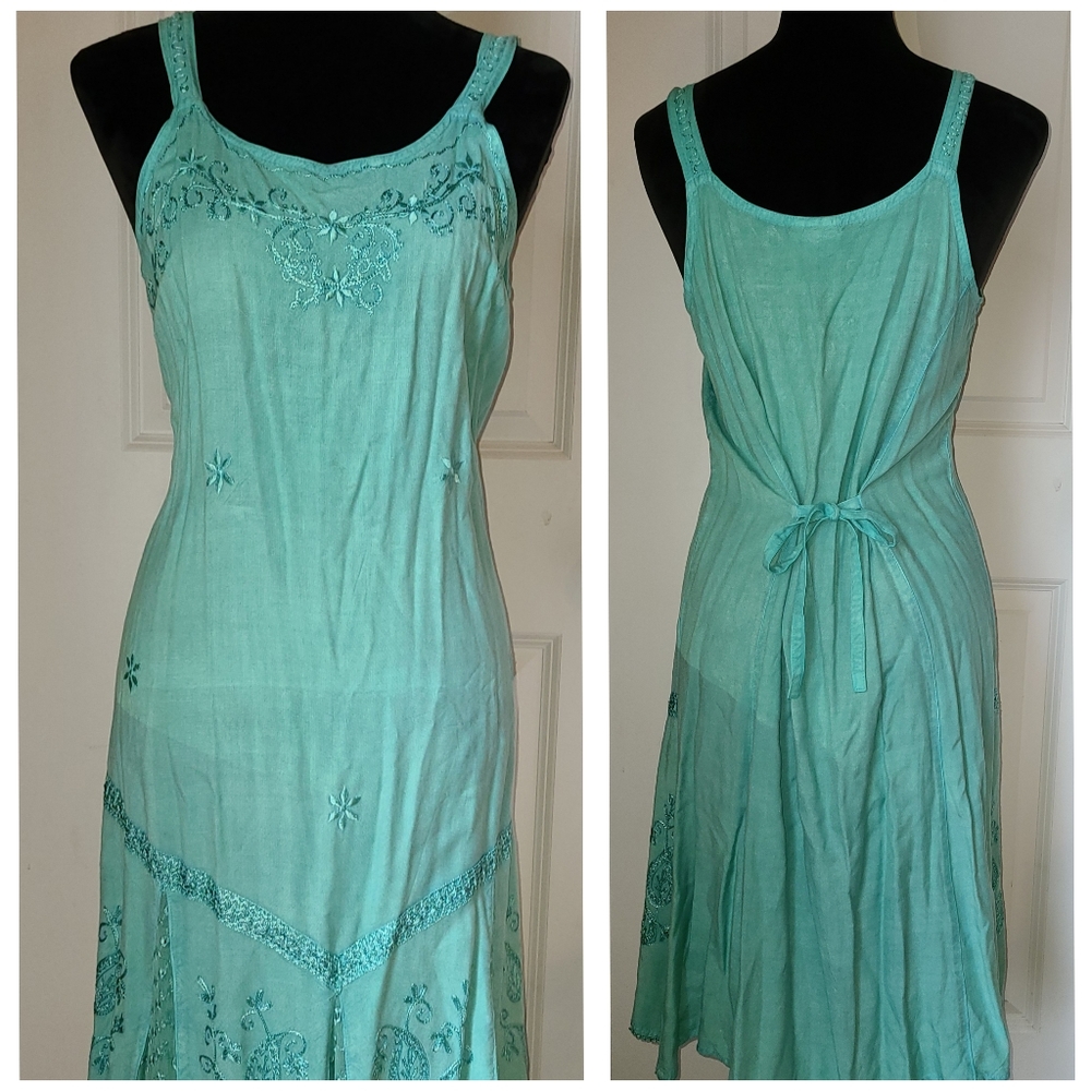 Embroidered Asymmetrical Rayon Hippie Dress